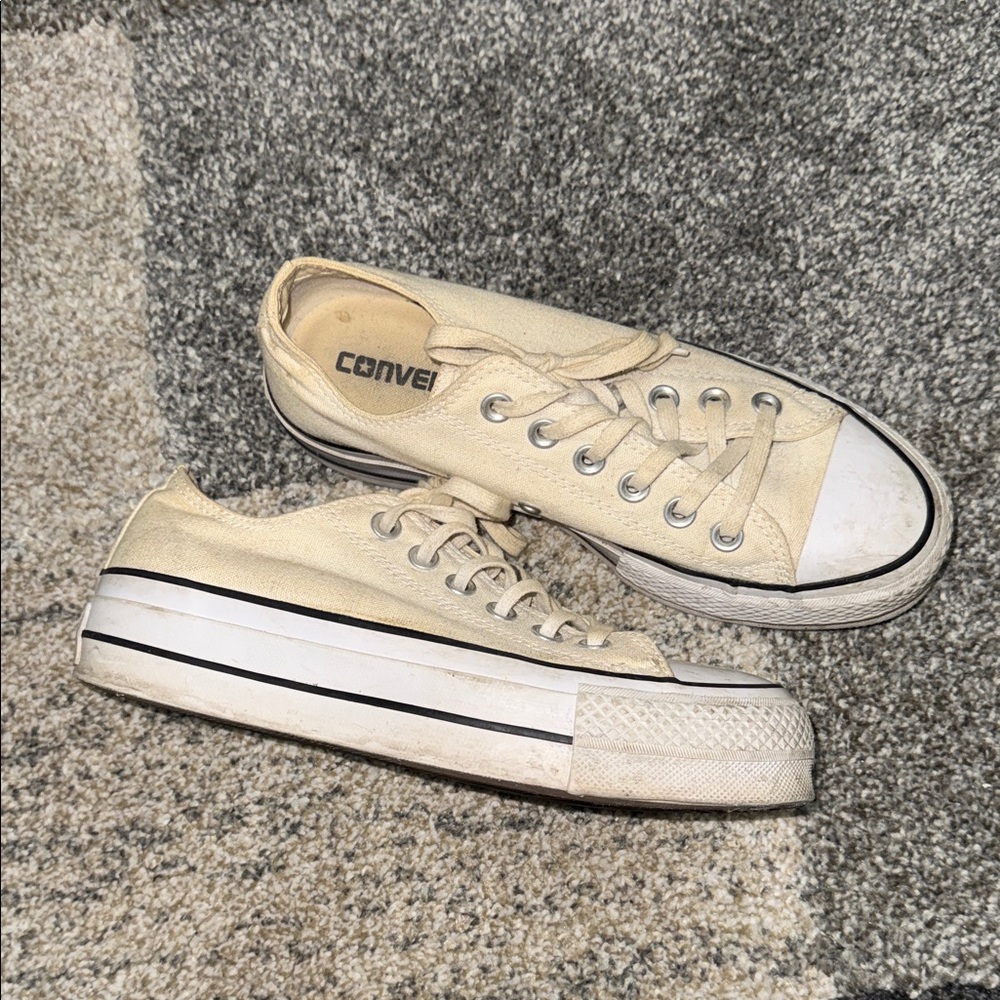 Converse Women's Cream Canvas Platform Sneakers
